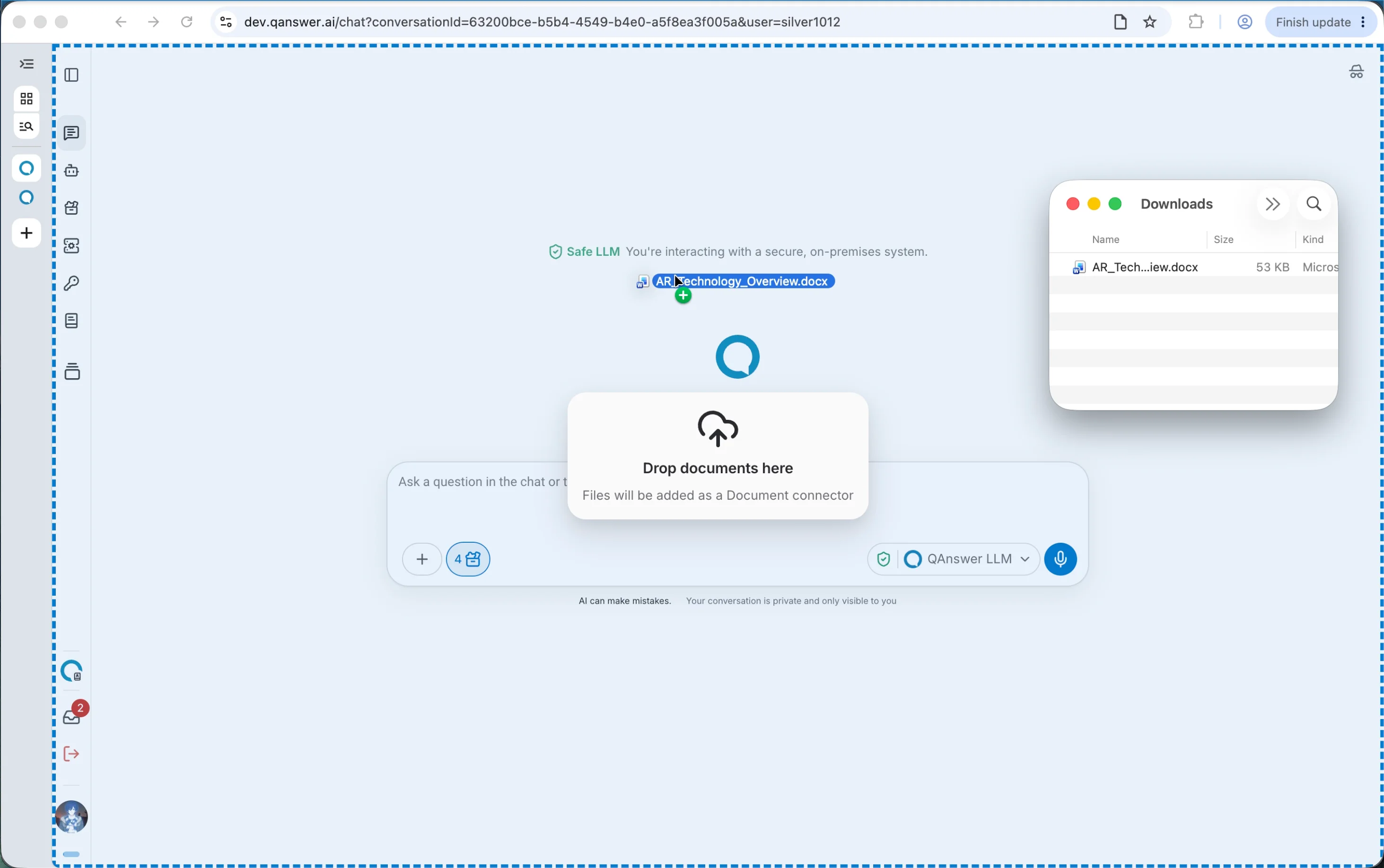 Chatbot page drag and drop