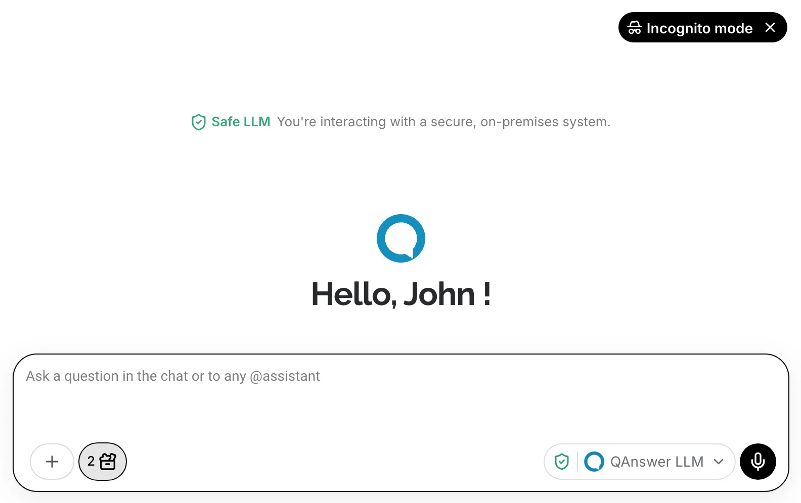 chat LLM incognito mode enabled