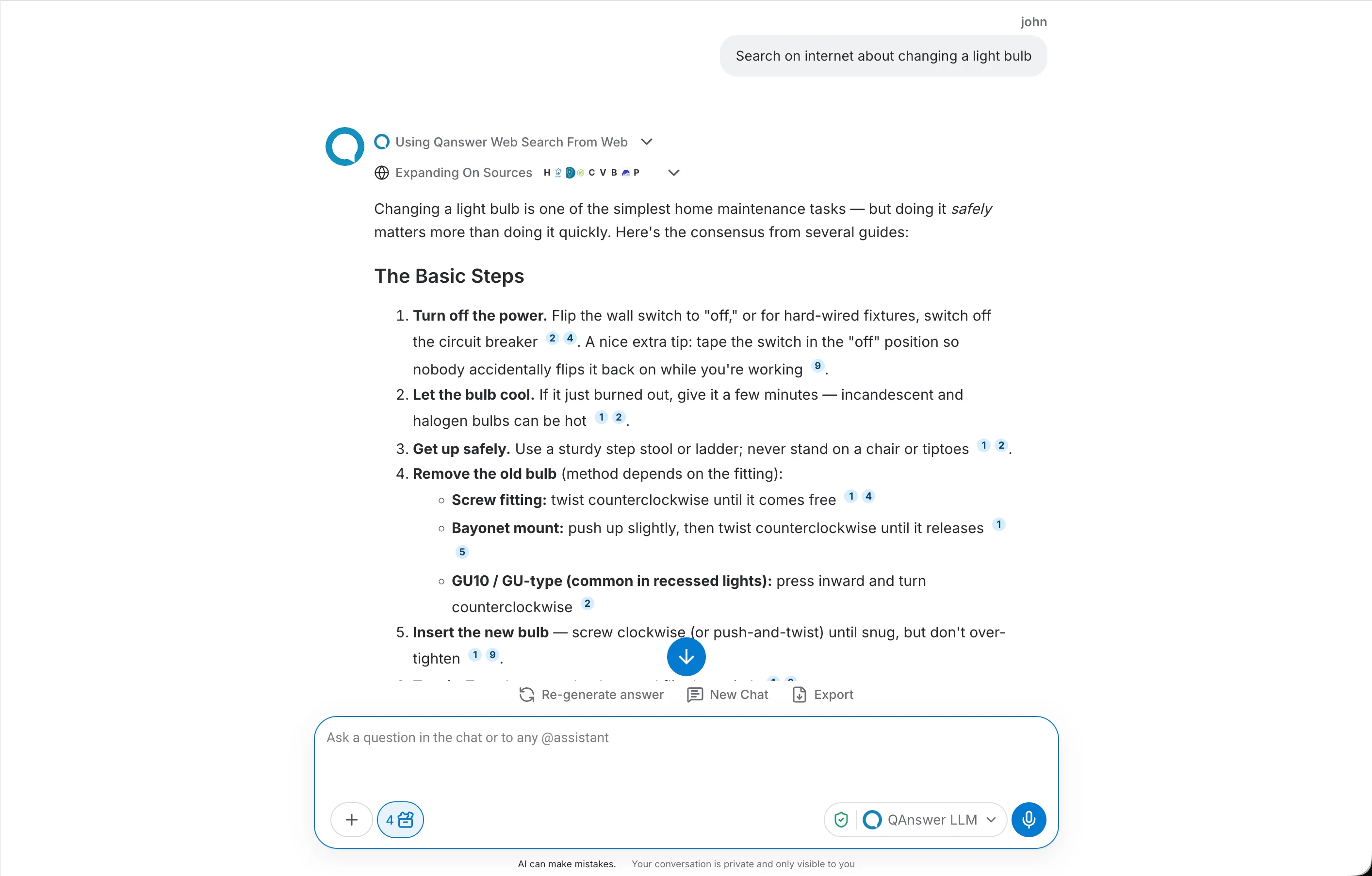 chat LLM with the Web action enabled