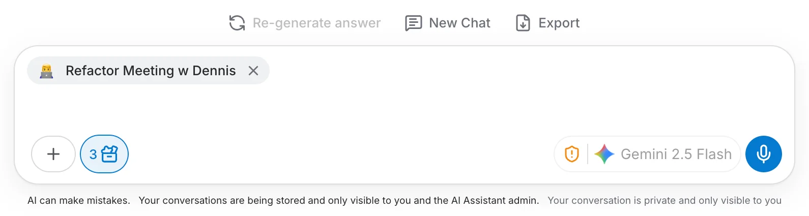 Chatbot page with AI Assistant selected and question