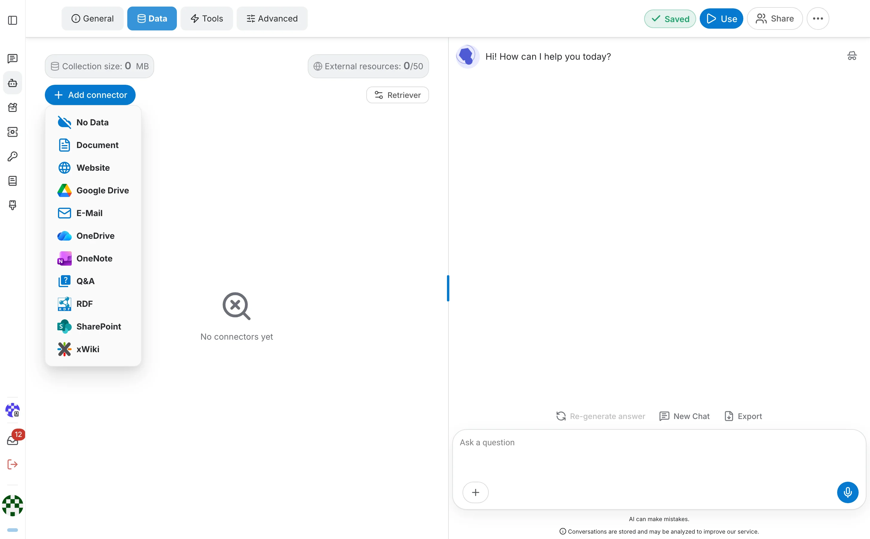 After — Audio no longer appears in the Add connector menu.