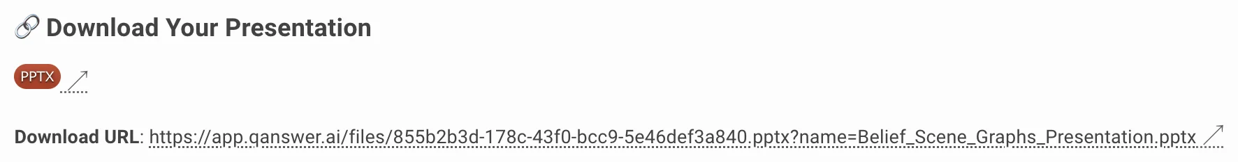 A generated document returned as a downloadable file in the chat