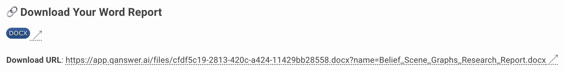 A generated document returned as a downloadable file in the chat