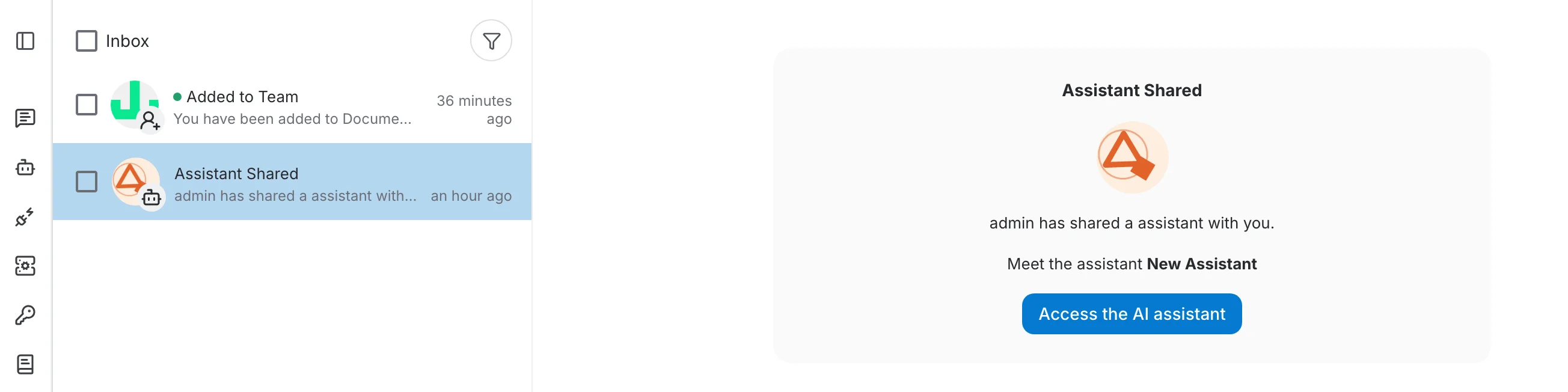 Notifications selected