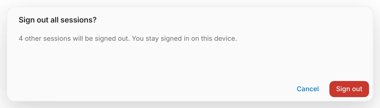 The confirmation before signing out all other sessions