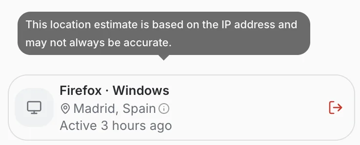 The location note shown when hovering the info icon next to a session's location