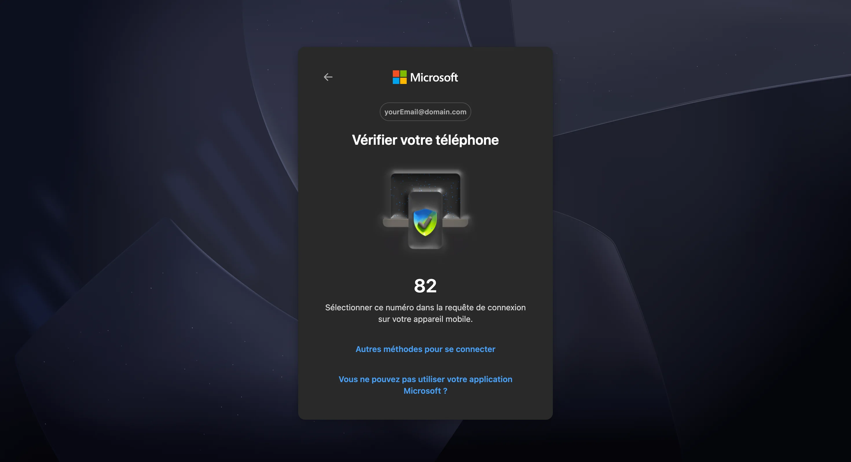 Microsoft sign-in with an app notification