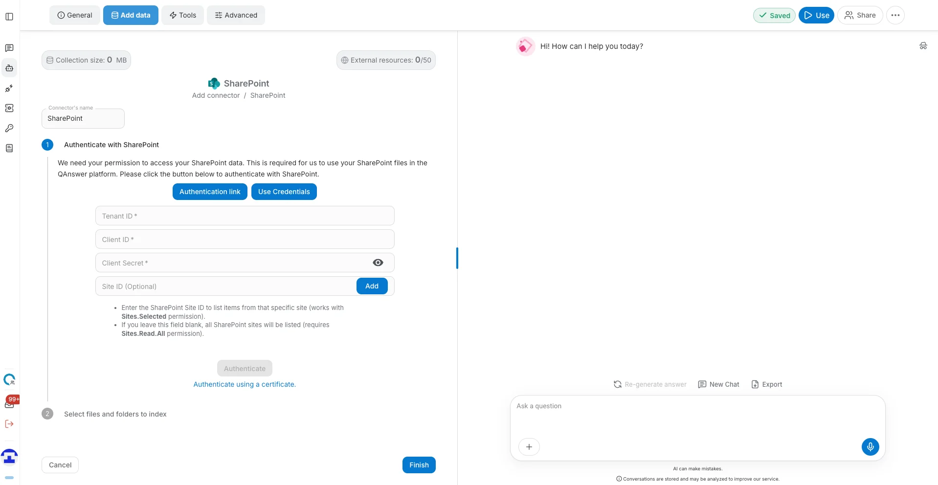 SharePoint client secret fields