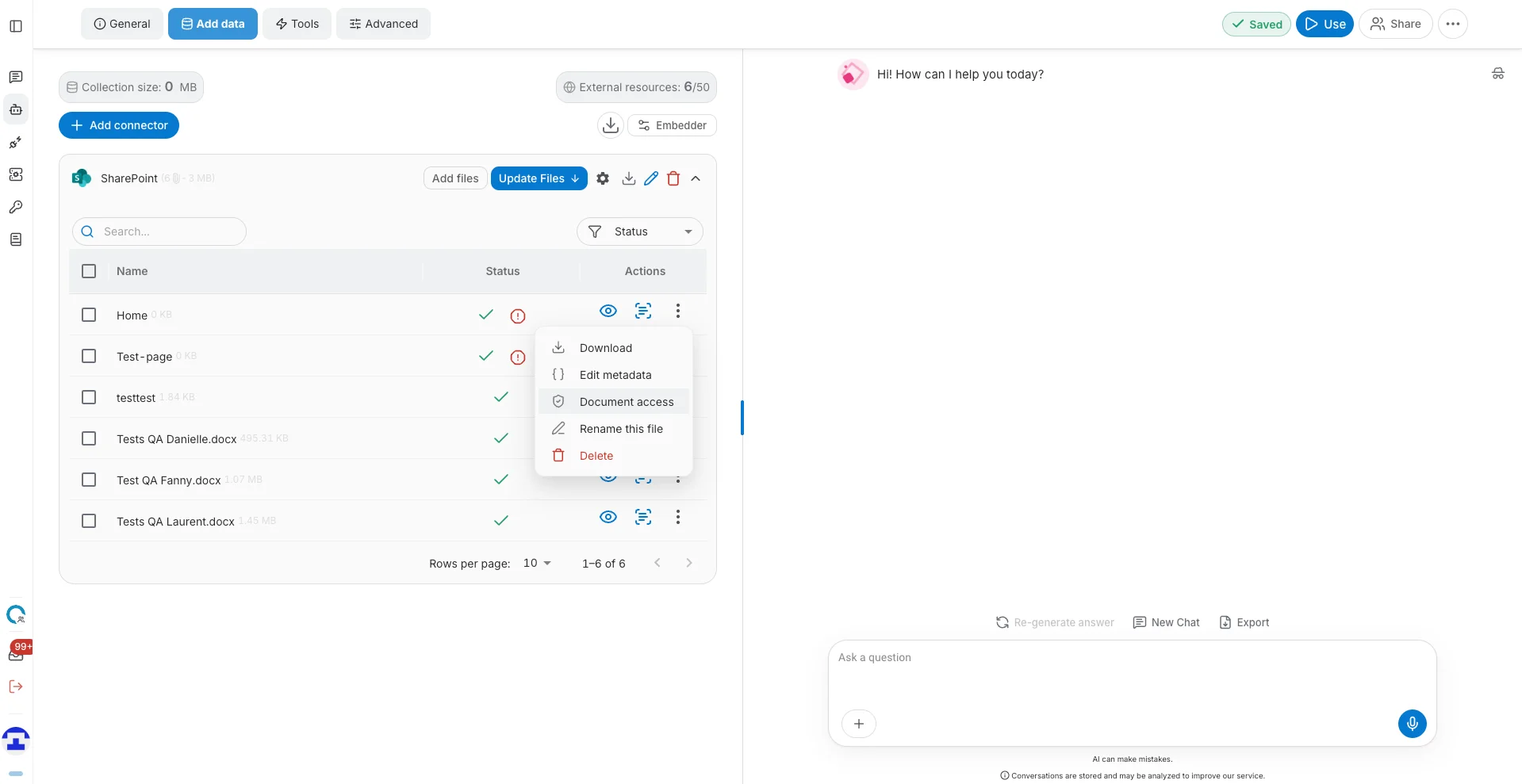 document access menu option