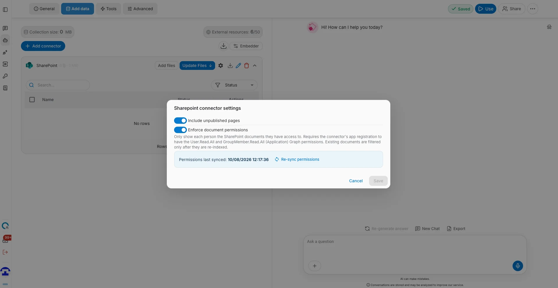 resync permissions button